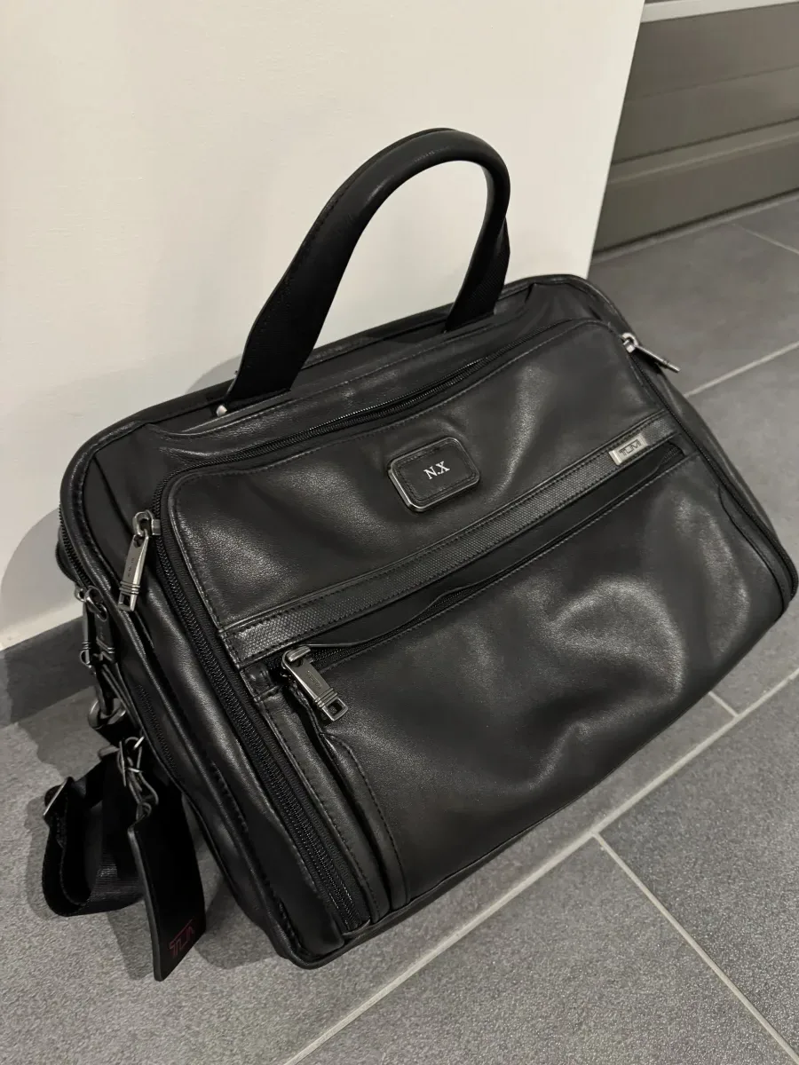 TUMI Leather Organizer Briefcase Alpha 3